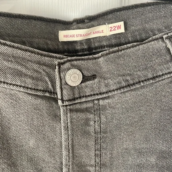 NWT Levi’s Ribcage Ankle Straight Jeans Plus Sz 22 Cosmic Chatter Gray High Rise - Picture 6 of 11
